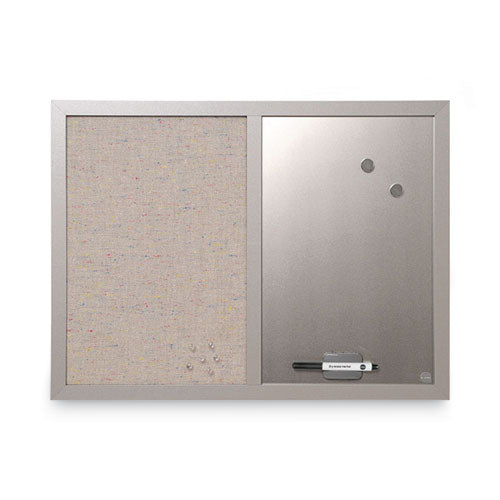 Image of MasterVision® Designer Fabric Bulletin Board, Combo Magnetic Dry Erase/Bulletin, 24" x 18", Multicolor/Gray Surface, Gray Fiberboard Frame