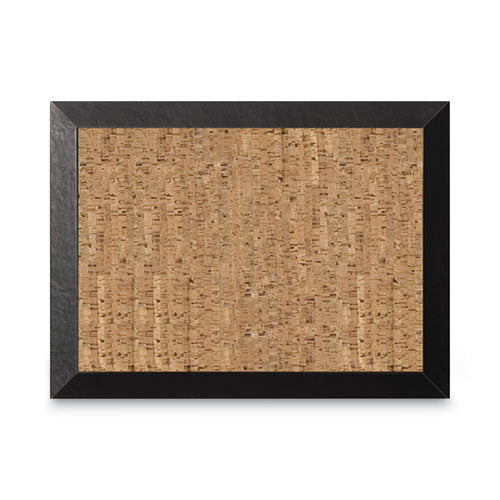 Image of MasterVision® Natural Cork Bulletin Board, 24" x 18", Tan Surface, Black Wood Frame