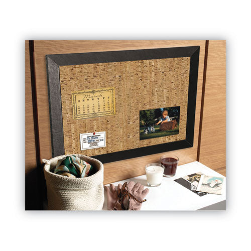 Image of MasterVision® Natural Cork Bulletin Board, 24" x 18", Tan Surface, Black Wood Frame