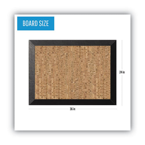 Image of MasterVision® Natural Cork Bulletin Board, 36" x 24", Tan Surface, Black Wood Frame