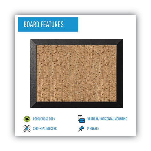 Image of MasterVision® Natural Cork Bulletin Board, 36" x 24", Tan Surface, Black Wood Frame