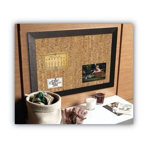 Image of MasterVision® Natural Cork Bulletin Board, 36" x 24", Tan Surface, Black Wood Frame