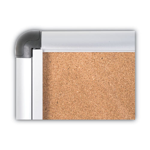 Image of MasterVision® Slim-Line Enclosed Cork Bulletin Board with One Door, 47" x 38", Tan Surface, Satin Aluminum Frame
