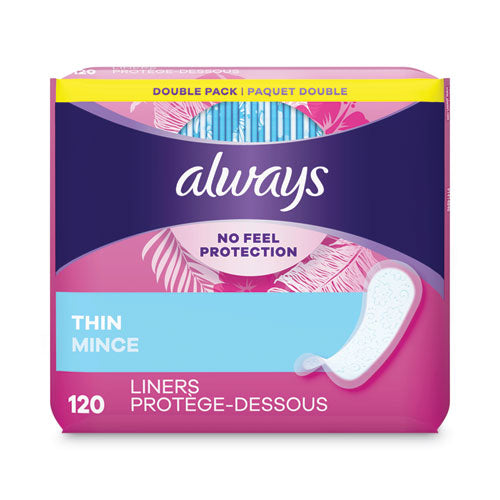 Image of Always® Thin Daily Panty Liners, Regular, 120/pack, 6 Packs/carton