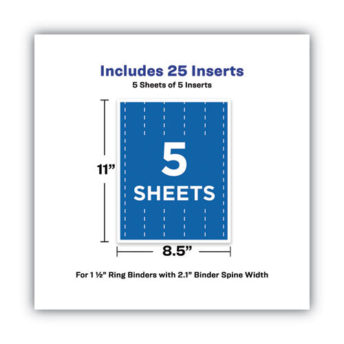 Image of Avery® Binder Spine Inserts, 1.5" Spine Width, 5 Inserts/sheet, 5 Sheets/pack
