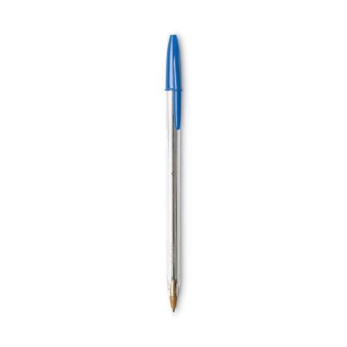Image of BIC® Cristal Xtra Smooth Ballpoint Pen, Stick, Medium 1 Mm, Blue Ink, Clear Barrel, Dozen