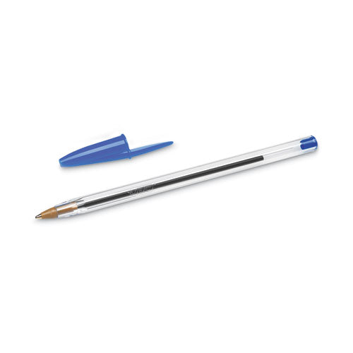 Image of BIC® Cristal Xtra Smooth Ballpoint Pen, Stick, Medium 1 Mm, Blue Ink, Clear Barrel, Dozen