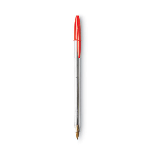 Image of BIC® Cristal Xtra Smooth Ballpoint Pen, Stick, Medium 1 Mm, Red Ink, Clear Barrel, Dozen