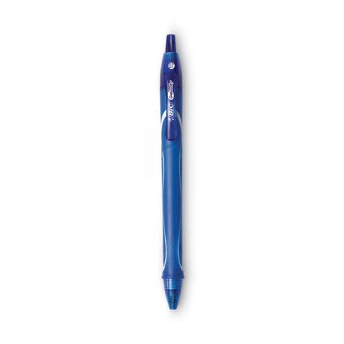 Image of BIC® Gel-Ocity Quick Dry Gel Pen, Retractable, Medium 0.7 Mm, Blue Ink, Blue Barrel, Dozen