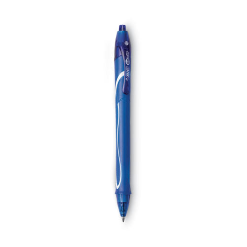 Image of BIC® Gel-Ocity Quick Dry Gel Pen, Retractable, Medium 0.7 Mm, Blue Ink, Blue Barrel, Dozen