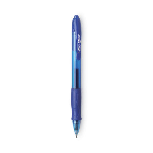 Image of BIC® Gel-Ocity Gel Pen, Retractable, Medium 0.7 Mm, Blue Ink, Translucent Blue Barrel, Dozen