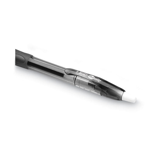 Image of BIC® Gel-Ocity Gel Pen, Retractable, Medium 0.7 Mm, Black Ink, Translucent Black Barrel, Dozen