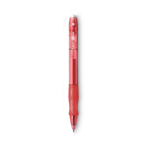 Image of BIC® Gel-Ocity Gel Pen, Retractable, Medium 0.7 Mm, Red Ink, Translucent Red Barrel, Dozen