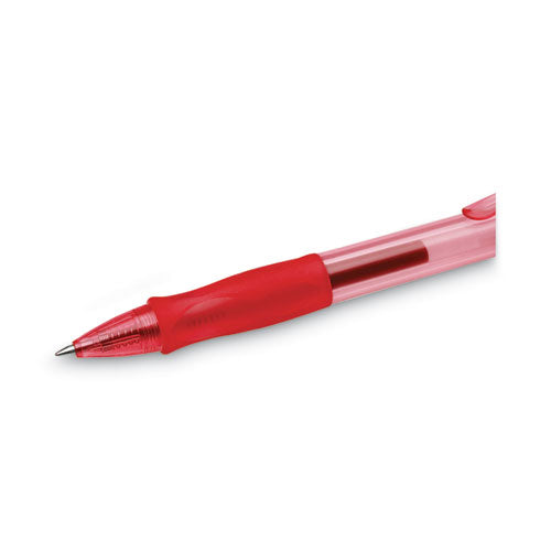 Image of BIC® Gel-Ocity Gel Pen, Retractable, Medium 0.7 Mm, Red Ink, Translucent Red Barrel, Dozen