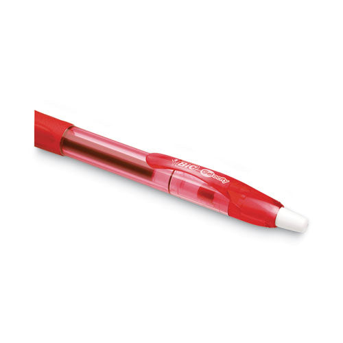 Image of BIC® Gel-Ocity Gel Pen, Retractable, Medium 0.7 Mm, Red Ink, Translucent Red Barrel, Dozen