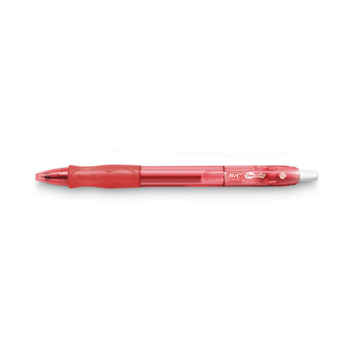 Image of BIC® Gel-Ocity Gel Pen, Retractable, Medium 0.7 Mm, Red Ink, Translucent Red Barrel, Dozen