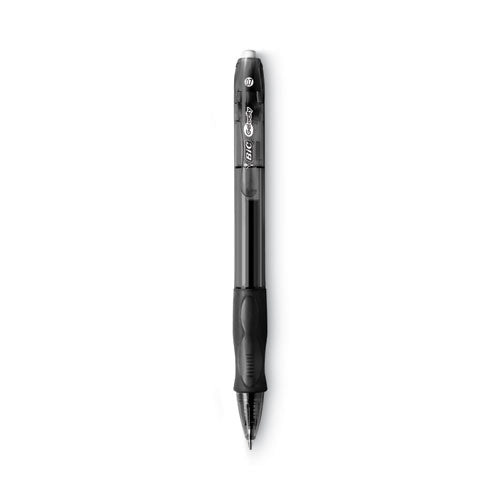 Image of BIC® Gel-ocity Gel Pen Value Pack, Retractable, Medium 0.7 mm, Black Ink, Clear/Black Barrel, 24/Pack