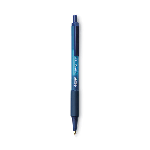 Image of BIC® Soft Feel Ballpoint Pen, Retractable, Medium 1 Mm, Blue Ink, Blue Barrel, Dozen