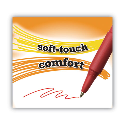 Image of BIC® Soft Feel Ballpoint Pen, Retractable, Medium 1 Mm, Red Ink, Red Barrel, Dozen