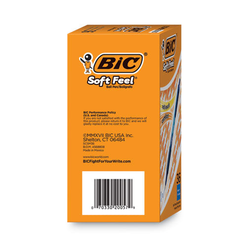 Image of BIC® Soft Feel Ballpoint Pen Value Pack, Retractable, Medium 1 Mm, Blue Ink, Blue Barrel, 36/pack