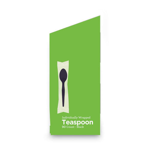 Image of Dixie® Grab'N Go Wrapped Cutlery, Spoon, Plastic, Black, 90/Box, 6 Boxes/Carton