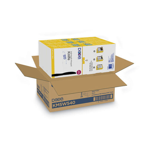 Image of Dixie® Grab'N Go Wrapped Cutlery, Knife, Plastic, Black, 90/Box, 6 Boxes/Carton