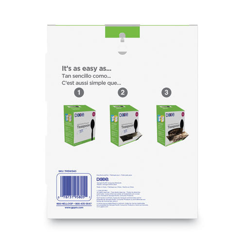Image of Dixie® Grab'N Go Wrapped Cutlery, Spoon, Plastic, Black, 90/Box, 6 Boxes/Carton