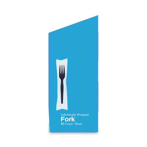 Image of Dixie® Grab'N Go Wrapped Cutlery, Fork, Plastic, Black, 90/Box