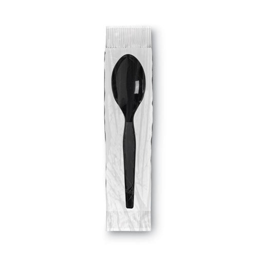 Image of Dixie® Grab'N Go Wrapped Cutlery, Spoon, Plastic, Black, 90/Box, 6 Boxes/Carton