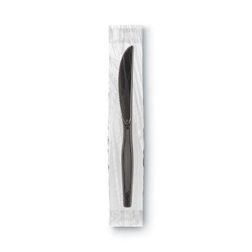 Image of Dixie® Grab'N Go Wrapped Cutlery, Knife, Plastic, Black, 90/Box