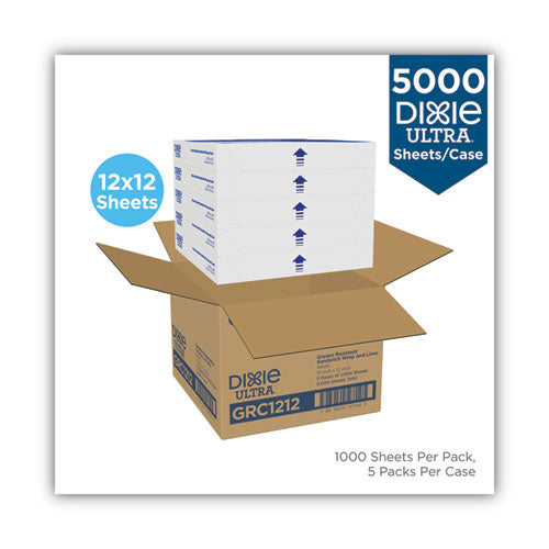 Image of Dixie® All-Purpose Food Wrap, Dry Wax Paper, 12 x 12, White, 1,000 Sheets/Pack, 5 Packs/Carton
