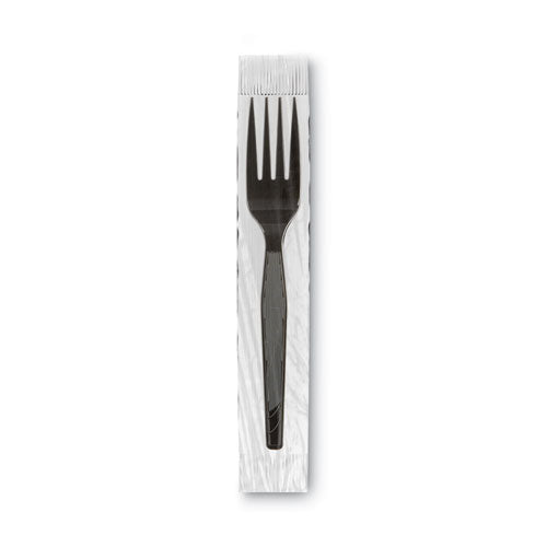Image of Dixie® Grab'N Go Wrapped Cutlery, Fork, Plastic, Black, 90/Box