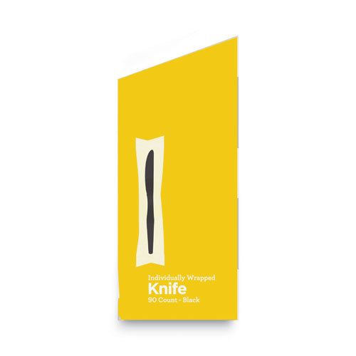 Image of Dixie® Grab'N Go Wrapped Cutlery, Knife, Plastic, Black, 90/Box, 6 Boxes/Carton