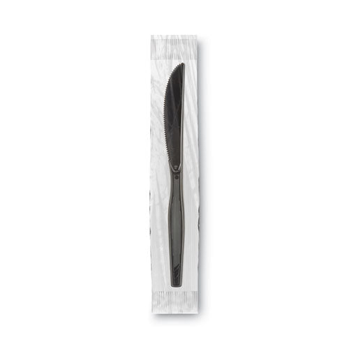Image of Dixie® Grab'N Go Wrapped Cutlery, Knife, Plastic, Black, 90/Box, 6 Boxes/Carton