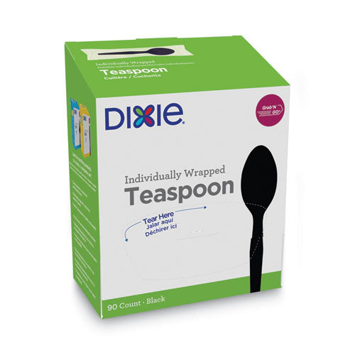 Image of Dixie® Grab'N Go Wrapped Cutlery, Spoon, Plastic, Black, 90/Box, 6 Boxes/Carton
