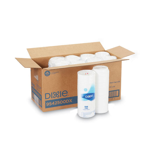 Image of Dixie® Dome Lid, Fits 10 oz to 16 oz PerfecTouch Hot Cups/12 oz to 20 oz WiseSize Hot Cups, Plastic, White, 500/Carton