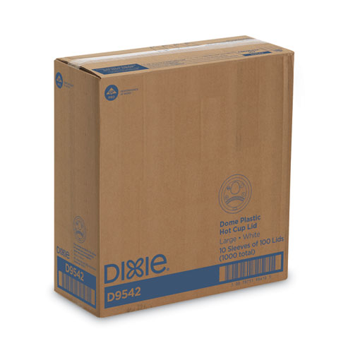 Image of Dixie® Dome Drink-Thru Lids, Fits 10 oz to 16 oz Hot Cups, Plastic, White, 1,000/Carton