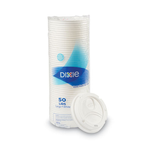 Image of Dixie® Dome Lid, Fits 10 oz to 16 oz PerfecTouch Hot Cups/12 oz to 20 oz WiseSize Hot Cups, Plastic, White, 500/Carton