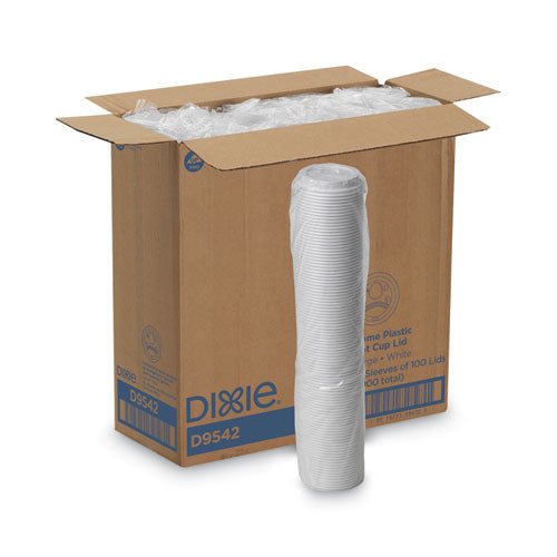 Image of Dixie® Dome Drink-Thru Lids, Fits 10 oz to 16 oz Hot Cups, Plastic, White, 1,000/Carton