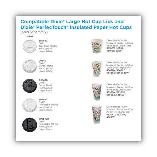 Image of Dixie® Dome Drink-Thru Lids, Fits 10 oz to 16 oz Hot Cups, Plastic, White, 1,000/Carton