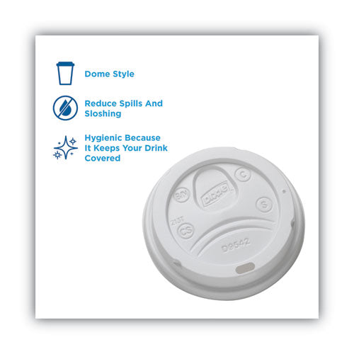 Image of Dixie® Dome Drink-Thru Lids, Fits 10 oz to 20 oz Dixie Hot Cups, Plastic, White, 100/Pack