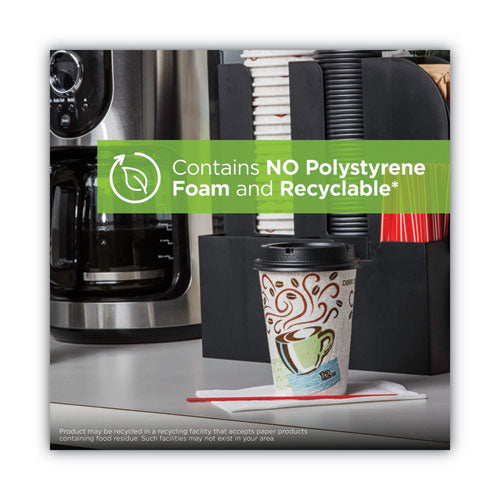 Image of Dixie® PerfecTouch Paper Hot Cups and Lids Combo, 12 oz, Coffee Haze Design, 50/Pack, 6 Packs/Carton