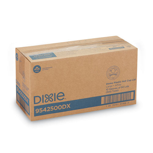 Image of Dixie® Dome Lid, Fits 10 oz to 16 oz PerfecTouch Hot Cups/12 oz to 20 oz WiseSize Hot Cups, Plastic, White, 500/Carton