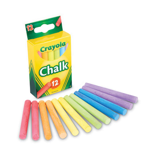 Image of Crayola® Chalk, 3" x 0.38" Diameter, 6 Assorted Colors, 12 Sticks/Box
