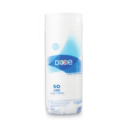 Image of Dixie® Dome Drink-Thru Lids, Fits 10 oz to 16 oz PerfecTouch Hot Cups/12 oz to 20 oz WiseSize Hot Cups, Plastic, White, 50/Pack