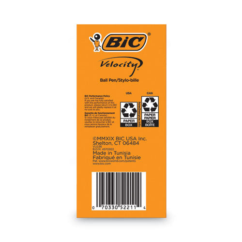 Image of BIC® Velocity Easy Glide Ballpoint Pen Value Pack, Retractable, Medium 1 mm, Blue Ink, Translucent Blue Barrel, 36/Pack