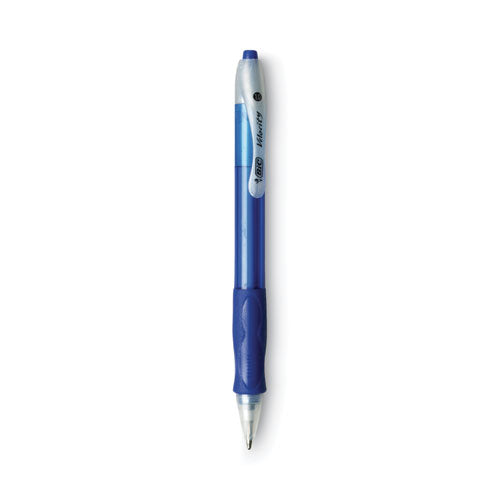 Image of BIC® Velocity Easy Glide Ballpoint Pen Value Pack, Retractable, Medium 1 mm, Blue Ink, Translucent Blue Barrel, 36/Pack