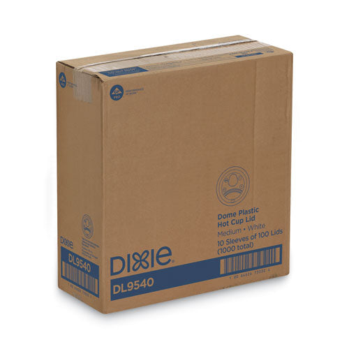 Image of Dixie® Sip-Through Dome Hot Drink Lids, Fits 10 oz Dixie Hot Cups, Plastic, White, 100/Pack, 10 Packs/Carton