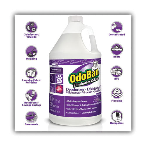Image of OdoBan® Concentrate Odor Eliminator And Disinfectant, Lavender Scent, 1 Gal Bottle, 4/carton