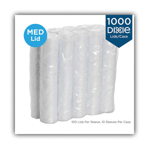 Image of Dixie® Sip-Through Dome Hot Drink Lids, Fits 10 oz Dixie Hot Cups, Plastic, White, 100/Pack, 10 Packs/Carton